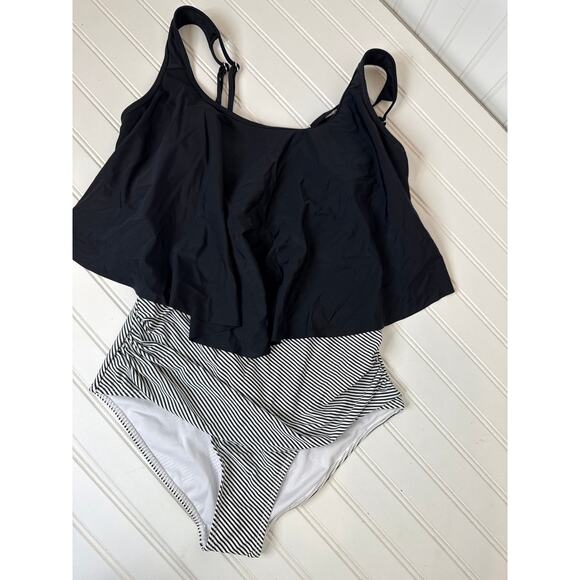 NWOT Amazon Bathing Suits Ruffled Flounce Top & High Waisted Bottom BUNDLE Sz M - Picture 5 of 6